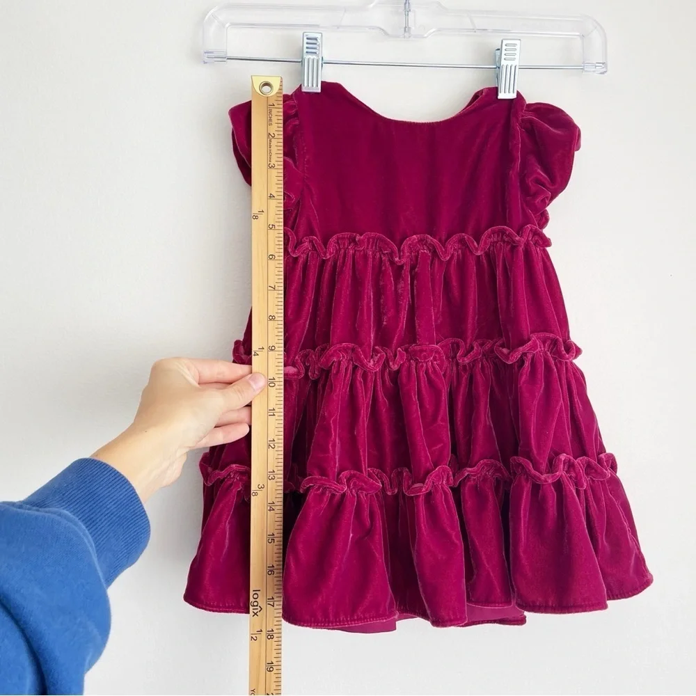 Janie and Jack velvet Dress tiered red Christmas holiday photoshoot fancy formal